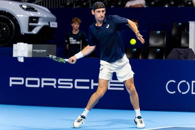 2025-10-14 BNP Paribas Fortis European Open Day Two BRUSSELS, BELGIUM - OCTOBER 14: Valentin Royer of France in action during Day Two of the BNP Paribas Fortis European Open at Brussels Expo on October 14, 2025 in Brussels, Belgium. (Photo by Joris Verwijst BSR Agency) Brussels Belgium Content not available for redistribution in The Netherlands directly or indirectly through any third parties. Copyright: xBSRxAgencyx