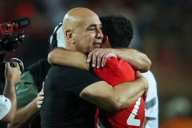 Egypt Vs Sierra Leone - World Cup Qualifier - CAF Group A Ahmed Sayed Zizo and coach Hossam Hassan of Egypt participate in the ceremony for Egypt s qualification for the World Cup after the FIFA World Cup, WM, Weltmeisterschaft, Fussball African qualifiers Match Group A between Egypt and Guinea-Bissau at Cairo International Stadium in Cairo, Egypt, on October 12, 2025. Cairo Egypt  Copyright: xAymanxArefx originalFilename:aref-notitle251012_nptT8.jpg