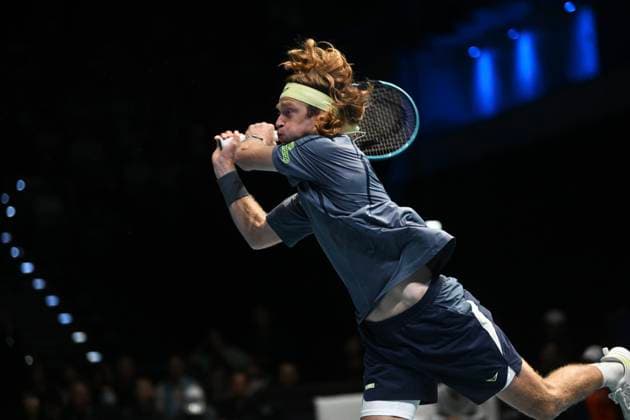Andrey Andreyevich Rublev In Chubb UTS Hong Kong 2025 Andrey Andreyevich Rublev playing the game at Kai Tak Arena, Kai Tak Sports Park on October 14, 2025 in Hong Kong. Today Chubb UTS Hong Kong 2025 opening in Hong Kong. (Photo by Kobe Li Nexpher Images)