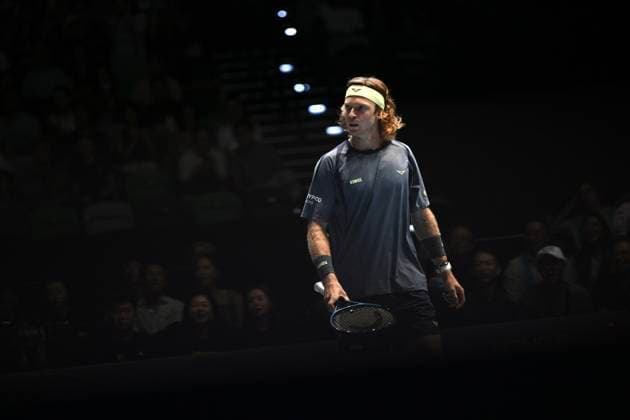 Andrey Andreyevich Rublev In Chubb UTS Hong Kong 2025 Andrey Andreyevich Rublev playing the game at Kai Tak Arena, Kai Tak Sports Park on October 14, 2025 in Hong Kong. Today Chubb UTS Hong Kong 2025 opening in Hong Kong. (Photo by Kobe Li Nexpher Images)