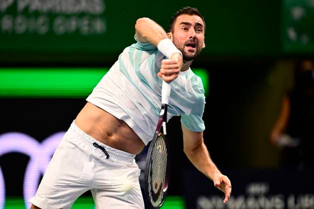 STOCKHOLM, SWEDEN 20251014 Marin Cilic, Croatia, in his match against Nicolai Budkov Kjaer, Norway, during the BNP Paribas Nordic Open tennis tournament at the Royal Tennis Hall STOCKHOLM SWEDEN x10030x  Copyright: xJonasxEkströmer TTx TENNIS NORDIC OPEN