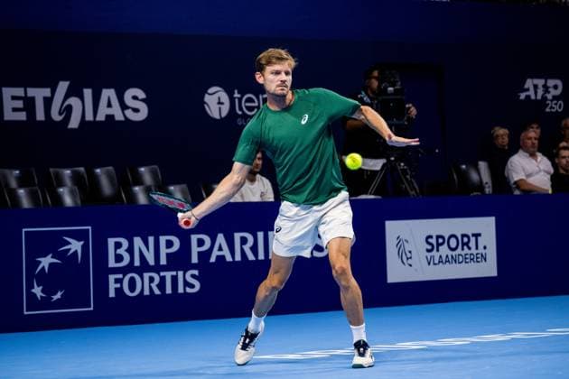 Belgian David Goffin pictured in action during the European Open ATP, Tennis Herren tennis tournament in Brussels, on Tuesday 14 October 2025. This year s edition of the tournament is taking place from 12 to 19 October 2025. JASPERxJACOBS  x136799121x