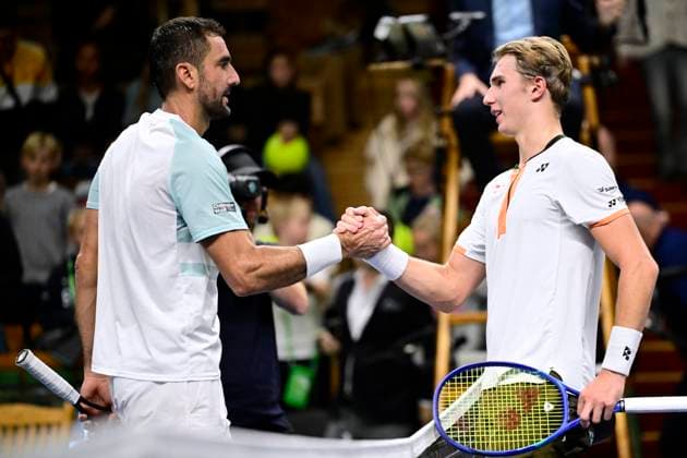 STOCKHOLM, SWEDEN 20251014 Marin Cilic, Croatia, in his match against Nicolai Budkov Kjaer, Norway, during the BNP Paribas Nordic Open tennis tournament at the Royal Tennis Hall STOCKHOLM SWEDEN x10030x  Copyright: xJonasxEkströmer TTx TENNIS NORDIC OPEN