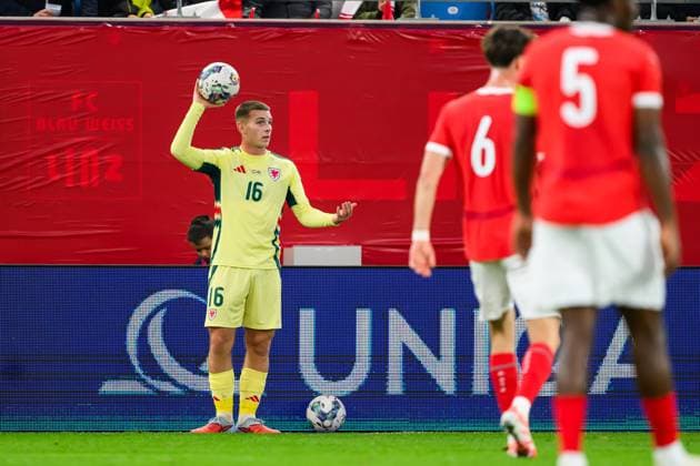 SOCCER - UEFA U21, U 21 EURO quali, AUT vs WAL LINZ,AUSTRIA,14.OCT.25 - SOCCER - UEFA European Under-21 Championship 2026, qualifiers, OEFB under-21 international match, Länderspiel, Nationalmannschaft Austria vs Wales. Image shows Jonathan Bland (WAL).  GEPAxpictures xChristianxMoser
