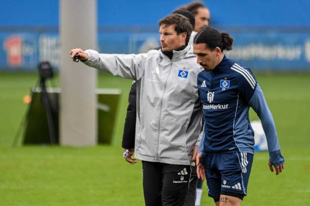 Coach Merlin Polzin Rayan Philippe HSV Germany , Hamburg , Volksparkstadion , Training ground soccer , 1 Bundesliga , Training of Hamburger SV