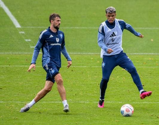 Meffert Jonas Ransford Yeboah Königsdörffer HSV Germany , Hamburg , Volksparkstadion , Training ground football , 1 Bundesliga , Training of Hamburger SV