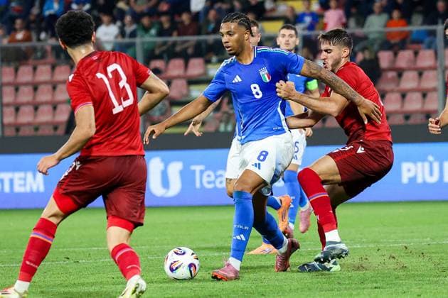 Cher Ndour during Qualifying - Italy U21, U 21 vs Armenia U21, UEFA European Football Championship in Cremona, Italy, October 14 2025  Copyright: xRobertaxCorradin IPAxSportx xipa-agency.netx xx IPA_66547528 IPA_Agency_IPA66547528