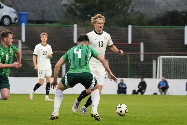 Tom Rothe Germany U21, 13 v Darren Robinson Northern Ireland, Northern Ireland, 4 Belfast 14 10 2025 Northern Ireland v Germany U21, European Championship Qualifiers, The Oval