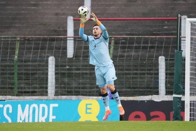 Goalkeeper Dennis Seimen Germany U21, 1 Belfast 14 10 2025 Northern Ireland vs Germany U21, European Championship Qualifiers, The Oval