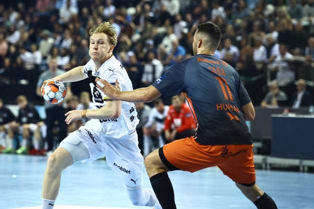 HANDBALL : Montpellier HB vs. THW Kiel - EHF - 14 10 2025 Eric JOHANSSON (THW K) lors du match Montpellier HB vs. THW Kiel de la compÃ tition EHF a l™Arena Sud de France, le 14 octobre 2025. MontpellierFrance  Copyright: xValentinaxClaretx