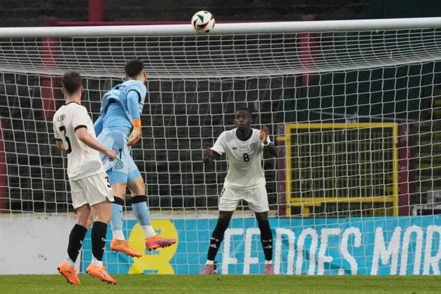 Noel Aseko Germany U21, 8 saves on the line Belfast 14 10 2025 Northern Ireland v Germany U21, European Championship Qualifiers, The Oval