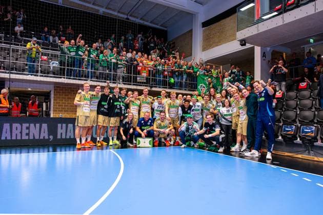 L R , Fredericia Handboldklub red against TSV Hannover Burgdorf beige 1 Matchday of Group Matches EHF European League 2025 2026 14 10 2025, Middelfart Sparekasse ARENA Fredericia, DEN , Copyright: xJanxGuentherx xTSVxHannover-Burgdorfx