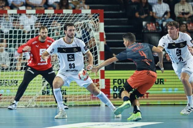 HANDBALL : Montpellier HB vs. THW Kiel - EHF - 14 10 2025 Veron NACIMOVIC (THW K) lors du match Montpellier HB vs. THW Kiel de la compÃ tition EHF a l™Arena Sud de France, le 14 octobre 2025. MontpellierFrance  Copyright: xValentinaxClaretx