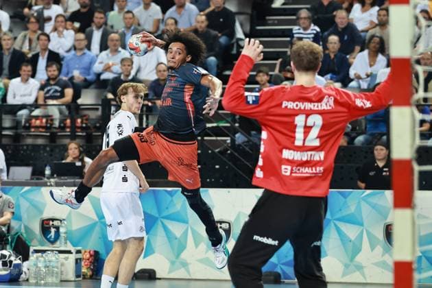 HANDBALL : Montpellier HB vs. THW Kiel - EHF - 14 10 2025 Kylian PRAT of Montpellier lors du match Montpellier HB vs. THW Kiel de la compÃ tition EHF a l™Arena Sud de France, le 14 octobre 2025. MontpellierFrance  Copyright: xValentinaxClaretx