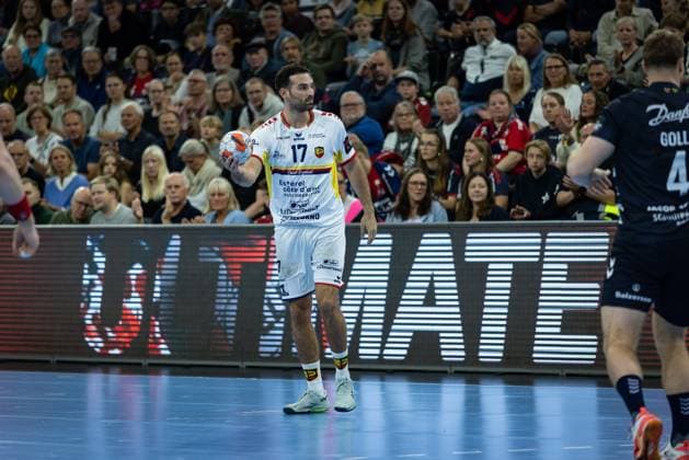 SG Flensburg Handewitt vs St Raphael, 14 10 2025 Benjamin Bataille Saint Raphael Var Handball, 17 in attack FLENSBURG, GERMANY OCTOBER 14 during the EHF European League match between SG Flensburg Handewitt vs St Raphael at GP JOULE Arena, on matchday 1 of the Group Matches Group A on October 14, 2025 in Flensburg, Germany Copyright: xBEAUTIFULxSPORTS MarioxM.xKobergx