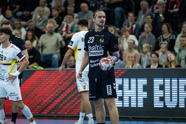 SG Flensburg Handewitt vs St Raphael, 14 10 2025 Kent Robin Tønnesen SG Flensburg Handewitt, 23 in attack FLENSBURG, GERMANY OCTOBER 14 during the EHF European League match between SG Flensburg Handewitt vs St Raphael at GP JOULE Arena, on matchday 1 of the Group Matches Group A on October 14, 2025 in Flensburg, Germany Copyright: xBEAUTIFULxSPORTS MarioxM.xKobergx