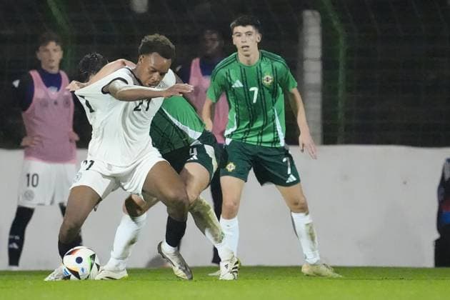 Assan Ouedraogo Germany U21, 21 is held Belfast 14 10 2025 Northern Ireland vs Germany U21, European Championship Qualifiers, The Oval
