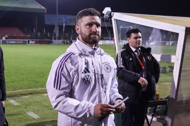 Sport, Football, U21 European Championship Qualification Group F 5 Matchday Northern Ireland U21 Germany U21 14 10 2025, The Oval Shkodran Mustafi Co Coach, Germany Belfast The Oval Northern Ireland