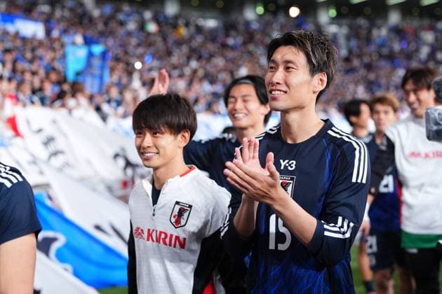 (L-R) Koki Saito, Daichi Kamada (JPN), OCTOBER 14, 2025 - Football Soccer : KIRIN Challenge Cup 2025 match between Japan 3-2 Brazil at the Tokyo Stadium in Tokyo, Japan. Noxthirdxpartyxsales  aflo_306948766