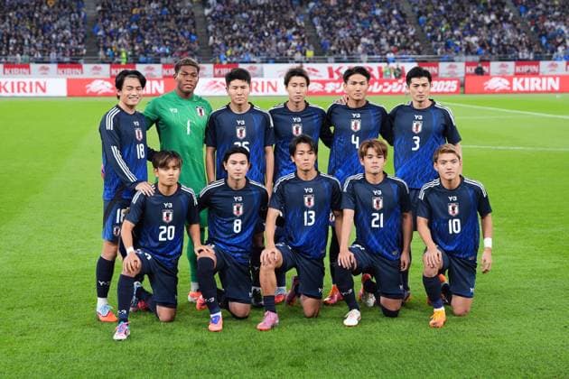 Japan team group, Mannschaftsbild, Totale line-up (JPN), OCTOBER 14, 2025 - Football Soccer : KIRIN Challenge Cup 2025 match between Japan - Brazil at the Tokyo Stadium in Tokyo, Japan. Noxthirdxpartyxsales  aflo_306913187