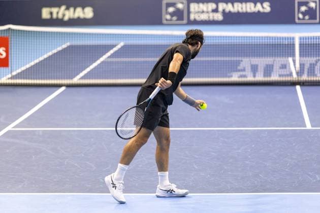 Georgian Nikoloz Basilashvili pictured during the European Open ATP, Tennis Herren tennis tournament in Brussels, on Wednesday 15 October 2025. This year s edition of the tournament is taking place from 12 to 19 October 2025. ZENOxDRUYTS  x136855983x