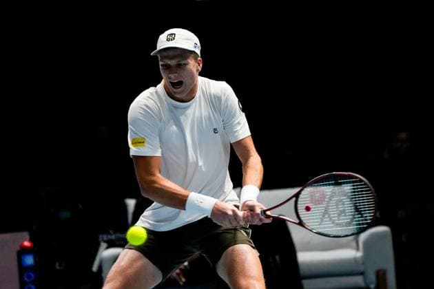 UTS Hong Kong 2025 Day 2 American Tennis Player Jenson Brooksby during a match at UTS Hong Kong on October 15, 2025 in Hong Kong. (Photo by Vernon Yuen Nexpher Images)