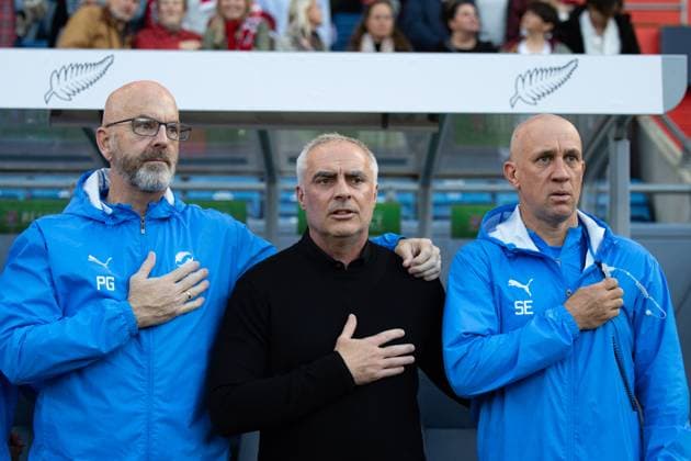 Head coach of New Zealand Darren Bazeley are seen during the national anthem before the International Friendly, Länderspiel, Nationalmannschaft football match between Norway and New Zealand at Ullevaal Stadium in Oslo, Norway.  Copyright: xAnexFrosakerx xSPPx Sportspressphoto_SPR42910