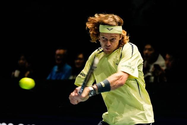 UTS Hong Kong 2025 Day 2 Russian Tennis Player Andrey Rublev during a match at UTS Hong Kong on October 15, 2025 in Hong Kong. (Photo by Vernon Yuen Nexpher Images)