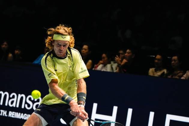 UTS Hong Kong 2025 Day 2 Russian Tennis Player Andrey Rublev during a match at UTS Hong Kong on October 15, 2025 in Hong Kong. (Photo by Vernon Yuen Nexpher Images)