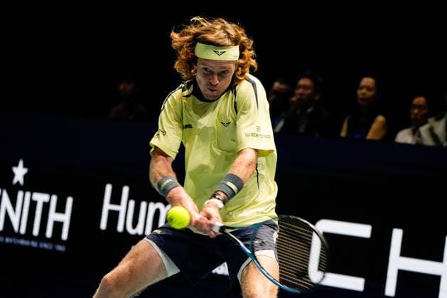 UTS Hong Kong 2025 Day 2 Russian Tennis Player Andrey Rublev during a match at UTS Hong Kong on October 15, 2025 in Hong Kong. (Photo by Vernon Yuen Nexpher Images)