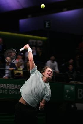 251015 Sebastian Korda of USA competes in a men s singles tennis match during day 5 of the ATP 250 Nordic Open on October 15, 2025 in Stockholm Photo Jesper Zerman BILDBYRAN kod JZ JZ0628 tennis nordic open day 5 bbeng  Copyright: JESPERxZERMAN BB251015JZ003