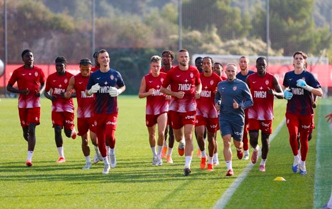 La Turbie, France October 14, 2025 AS Monaco Football Club team training Session at the Headquarter Mandoga Media Germany AS Monaco Football Club team training at the Headquarter