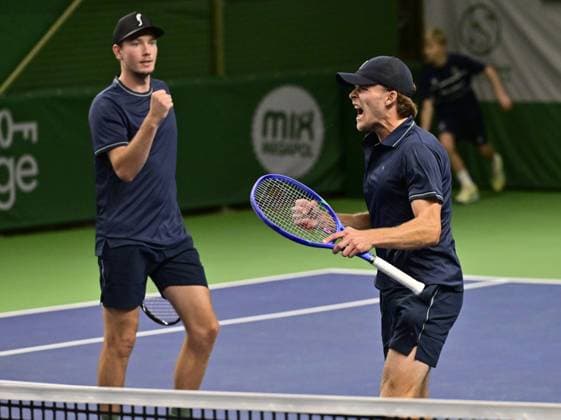 STOCKHOLM, SWEDEN 20251015 Erik Grevelius and Adam Heinonen in their doubles match against Simone Bolelli and Andrea Vavassori, Italy, during the tennis tournament BNP Paribas Nordic Open in the Royal Tennis Hall STOCKHOLM SWEDEN x10030x  Copyright: xJonasxEkströmer TTx TENNIS NORDIC OPEN