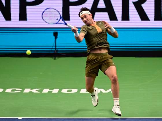 STOCKHOLM, SWEDEN 20251015 Casper Ruud, Norway, in his match against Marin Cilic, Croatia, during the BNP Paribas Nordic Open tennis tournament at Kungliga tennishallen STOCKHOLM SWEDEN x10030x  Copyright: xJonasxEkströmer TTx TENNIS NORDIC OPEN