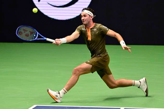 STOCKHOLM, SWEDEN 20251015 Casper Ruud, Norway, in his match against Marin Cilic, Croatia, during the BNP Paribas Nordic Open tennis tournament at the Royal Swedish Tennis Hall STOCKHOLM SWEDEN x10030x  Copyright: xJonasxEkströmer TTx TENNIS NORDIC OPEN