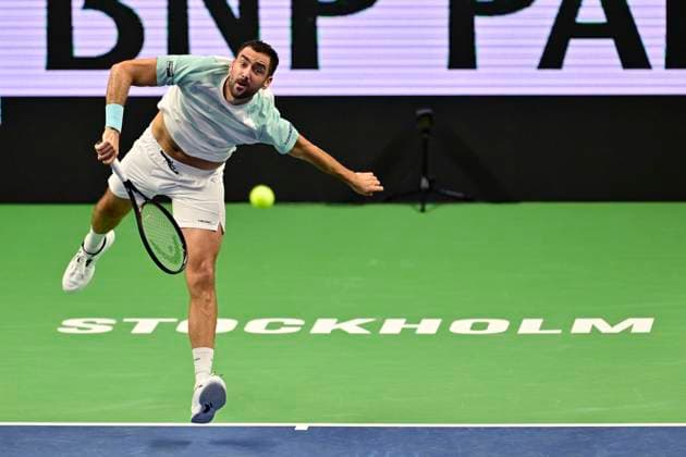 STOCKHOLM, SWEDEN 20251015 Marin Cilic, Croatia, in his match against Casper Ruud, Norway, during the BNP Paribas Nordic Open tennis tournament at Kungliga tennishallen STOCKHOLM SWEDEN x10030x  Copyright: xJonasxEkströmer TTx TENNIS NORDIC OPEN