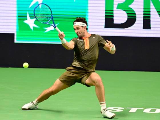 STOCKHOLM, SWEDEN 20251015 Casper Ruud, Norway, in his match against Marin Cilic, Croatia, during the BNP Paribas Nordic Open tennis tournament at Kungliga tennishallen STOCKHOLM SWEDEN x10030x  Copyright: xJonasxEkströmer TTx TENNIS NORDIC OPEN