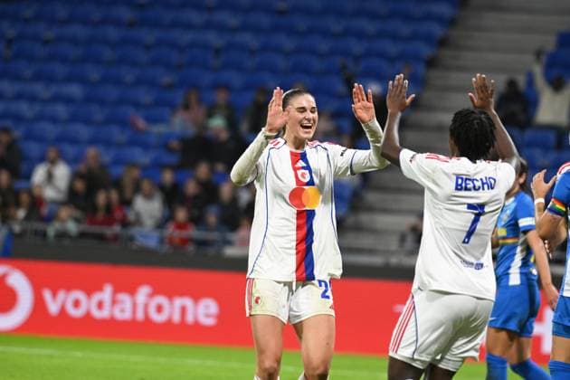 Football : UEFA Women s Champions League - Olympique Lyonnais F v Saint POLTEN F Jule Brand OF lYON during the UEFA Women s Champions League, football match between Olympique Lyonnais and Saint POLTEN on 15 October 2025 at Groupama stadium in Decines-Charpieu Lyon, France  Copyright: xALLILI_MOURADx