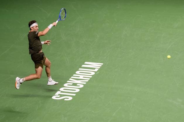 251015 Casper Ruud of Norway competes in a men s singles tennis match during day 5 of the ATP 250 Nordic Open on October 15, 2025 in Stockholm Photo Jesper Zerman BILDBYRAN kod JZ JZ0628 tennis nordic open day 5 bbeng  Copyright: JESPERxZERMAN BB251015JZ017