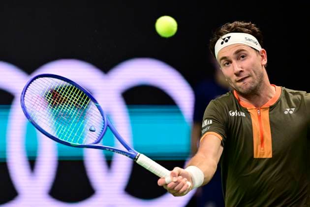 STOCKHOLM, SWEDEN 20251015 Casper Ruud, Norway, in his match against Marin Cilic, Croatia, during the BNP Paribas Nordic Open tennis tournament at the Royal Swedish Tennis Hall STOCKHOLM SWEDEN x10030x  Copyright: xJonasxEkströmer TTx TENNIS NORDIC OPEN