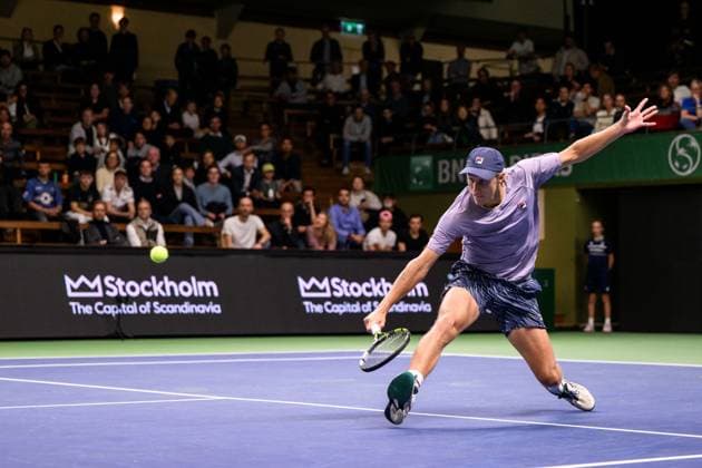 251015 Leo Borg of Sweden competes in a men s singles tennis match during day 5 of the ATP 250 Nordic Open on October 15, 2025 in Stockholm Photo Jesper Zerman BILDBYRAN kod JZ JZ0628 tennis tennis nordic open day 5 bbeng sverige sweden  Copyright: JESPERxZERMAN BB251015JZ039