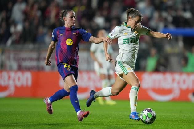 AS Roma s Emilie Haavi during the Uefa Women™s Champions League soccer match between Roma and Fc Barcellona at the Rome s Tre Fontane stadium, Italy - Wednesday October 15, 2025 - Soccer ( Photo by Alfredo Falcone LaPresse )  Copyright: xAlfredoxFalcone LaPressex