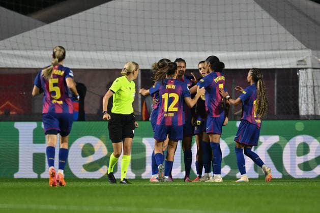 Esmee Brugts of F.C. Barcelona celebrates after scoring the goal of 0-1 during the Women s Champions League Matchday 2 between A.S. Roma and F.C. Barcelona at the Tre Fontane Stadium on October 15, 2025 in Rome, Italy.  Copyright: xDomenicoxCippitelli IPAxSportx xipa-agency.netx xx IPA_66615225 IPA_Agency_IPA66615225