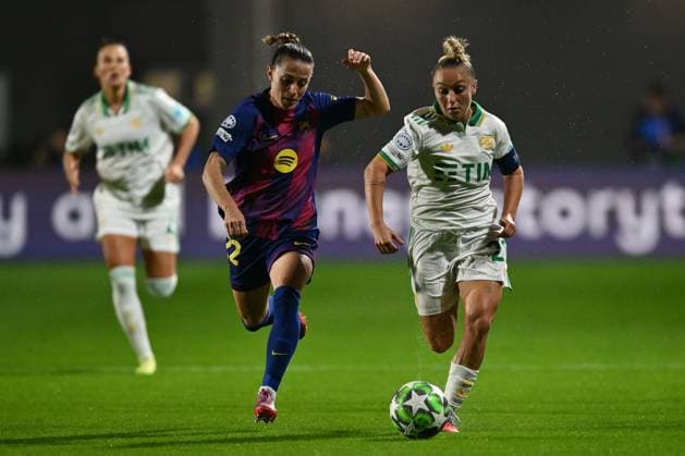 AS Roma v FC Barcelona, Barca - UEFA Women s Champions League 2025 26 League Phase MD2 Ona Batlle of F.C. Barcelona and Giada Greggi of A.S. Roma Femminile are in action during the Women s Champions League Matchday 2 between A.S. Roma and F.C. Barcelona at the Tre Fontane Stadium in Rome, Italy, on October 15, 2025. Rome Italy Italy  Copyright: xDomenicoxCippitellix originalFilename:cippitelli-asromavf251015_npetV.jpg