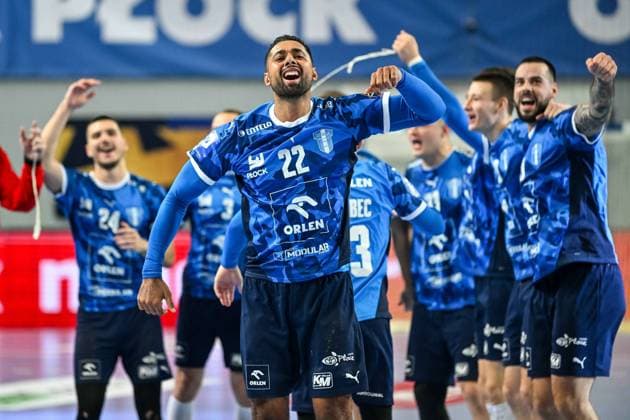 PLOCK 15.10.2025 MECZ 5. KOLEJKA LIGA MISTRZOW PILKA RECZNA MEZCZYZN SEZON 2025 2026 ORLEN WISLA PLOCK - PSG --- MENS HALDBALL EHF CHAMPIONS LEAGUE SEASON 2025 2026 MATCH: SPR WISLA PLOCK - PARIS SAINT-GERMAIN MELVYN RICHARDSON RADOSC CELEBRATION FOT. JACEK PRONDZYNSKI FOTOPYK NEWSPIX.PL --- newspix.pl 