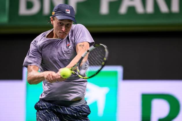 251015 Leo Borg of Sweden competes in a men s singles tennis match during day 5 of the ATP 250 Nordic Open on October 15, 2025 in Stockholm Photo Jesper Zerman BILDBYRAN kod JZ JZ0628 tennis nordic open day 5 bbeng  Copyright: JESPERxZERMAN BB251015JZ060