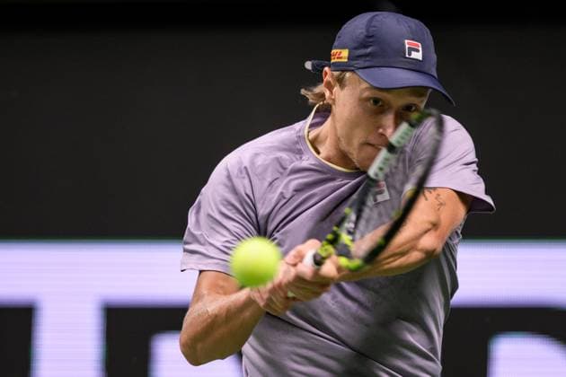 251015 Leo Borg of Sweden competes in a men s singles tennis match during day 5 of the ATP 250 Nordic Open on October 15, 2025 in Stockholm Photo Jesper Zerman BILDBYRAN kod JZ JZ0628 tennis nordic open day 5 bbeng  Copyright: JESPERxZERMAN BB251015JZ065