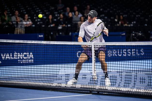 US Christian Harrison pictured in action during the European Open ATP, Tennis Herren tennis tournament in Brussels, on Thursday 16 October 2025. This year s edition of the tournament is taking place from 12 to 19 October 2025. JASPERxJACOBS  x136961063x