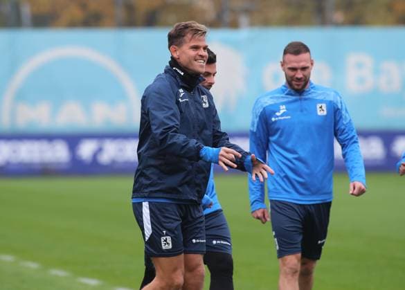 Football, Men, 3 Liga, Season 2025 2026, TSV 1860 Munich, Training Florian Niederlechner TSV 1860 Munich smiling, grinning