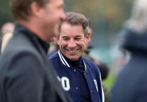 Football, Men, 3 Liga, Season 2025 2026, TSV 1860 Munich, Training Gernot Mang, President TSV 1860 Munich smiling, grinning